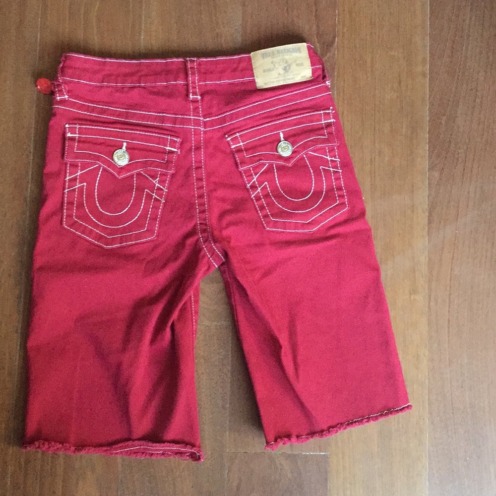 True Religion Straight Red Cut Off Shorts - 14